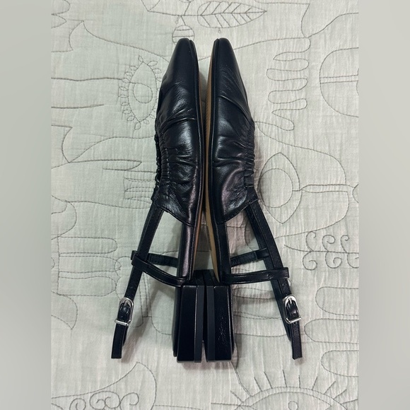 NEW Intentionally Blank Daff Black Leather Slingback Flats Sz 37 EU 6.5-7 US - Picture 6 of 12